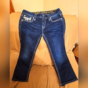 Rock Revival Betty Capri Womens Sz 30 Embellished Biker Rhinestone Grunge 34x22